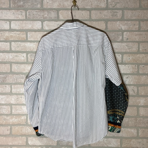 ZARA WOMAN Color-block Striped Paisley Button Down Shirt Size Medium - Picture 5 of 6